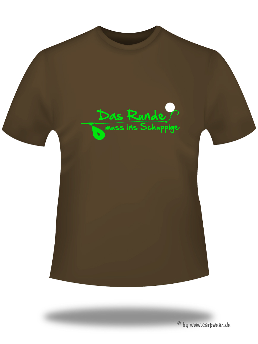Das-Runde-muss-ins-Schuppige - DasRunde-T-Shirt-braun-neongruen.jpg - not starred